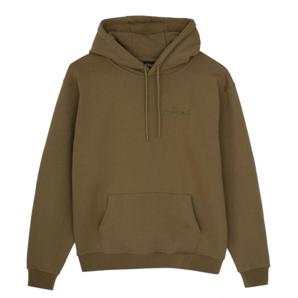 Staple- 5th Ave Script Hoodie OLIVE